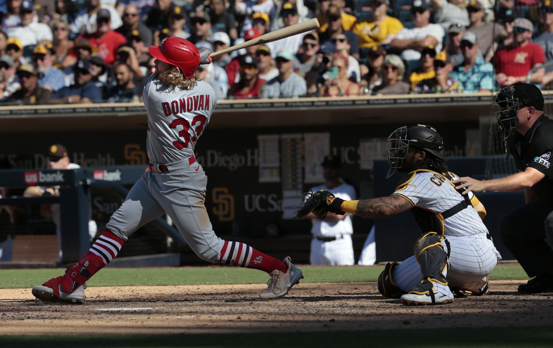 Cardinals take one from the Padres 5-4 off a Donovan grand slam